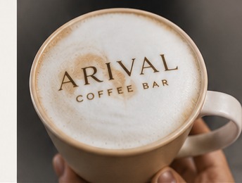 A warm Arival coffee being stirred until smooth