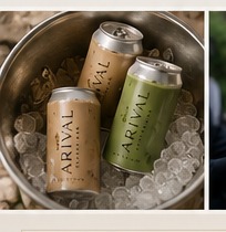 Fresh-canned Arival lattes on ice
